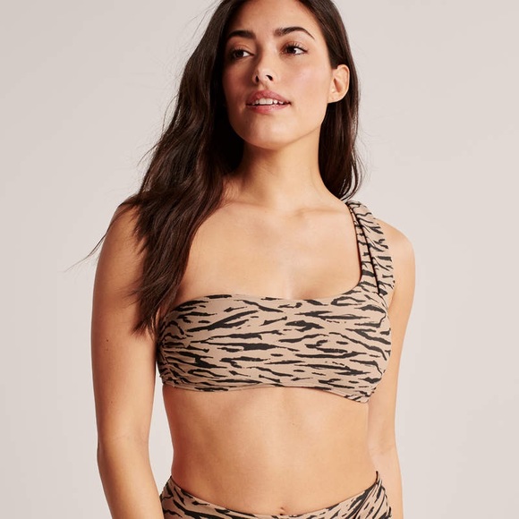 NWT • ABERCROMBIE One Shoulder Bikini Top • Zebra - Picture 3 of 10